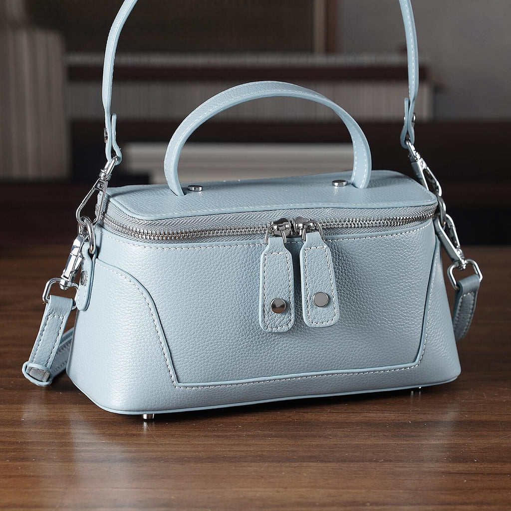 Milan Closeout- Full Grain 100% Genuine Leather Handbag -Grey