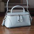 Milan Closeout- Full Grain 100% Genuine Leather Handbag -Grey