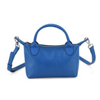 Designer Inspired Genuine Leather Mini Crossbody Bag Wth Top Handle (Size - One Size) - Blue
