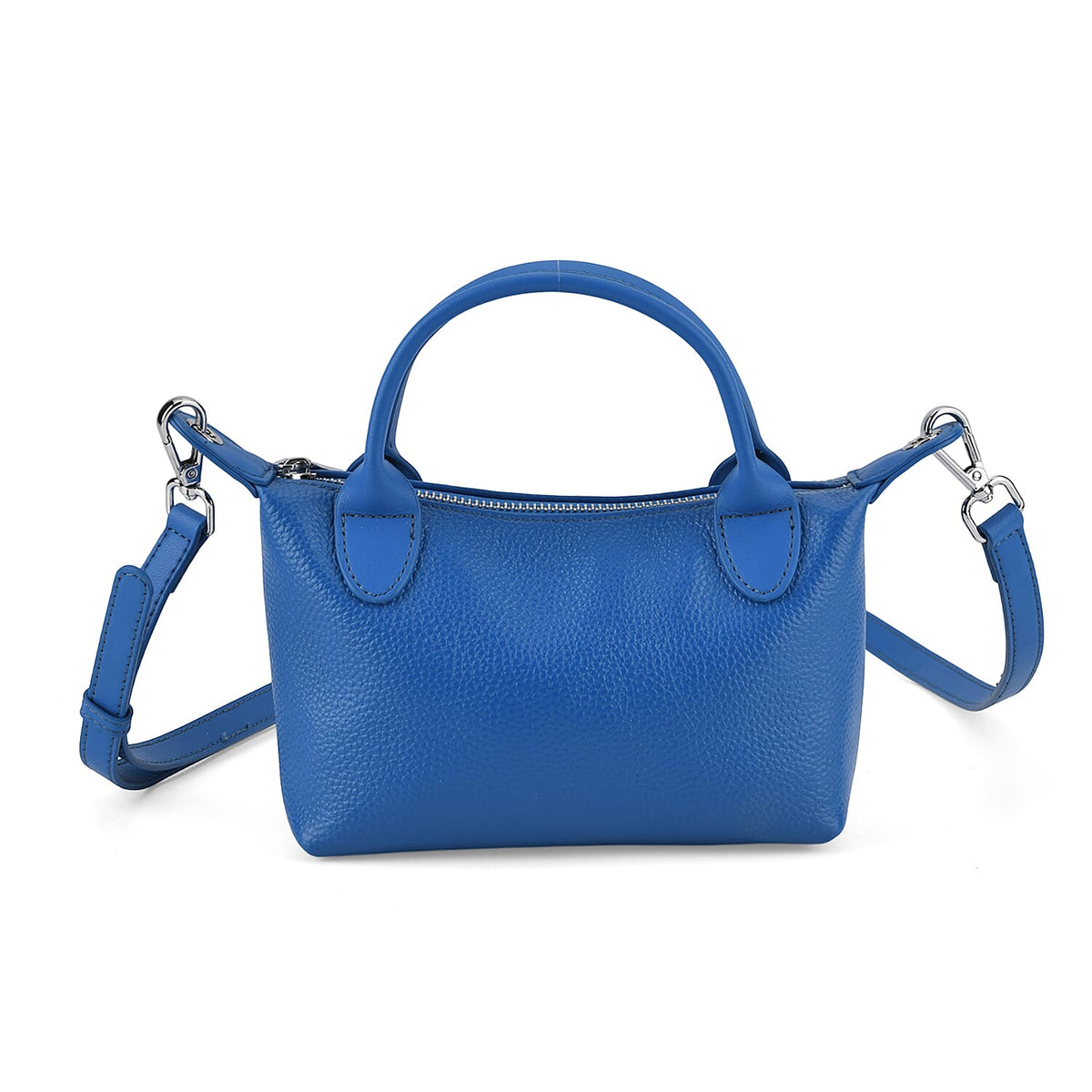 Designer Inspired Genuine Leather Mini Crossbody Bag Wth Top Handle (Size - One Size) - Blue V32638484 0