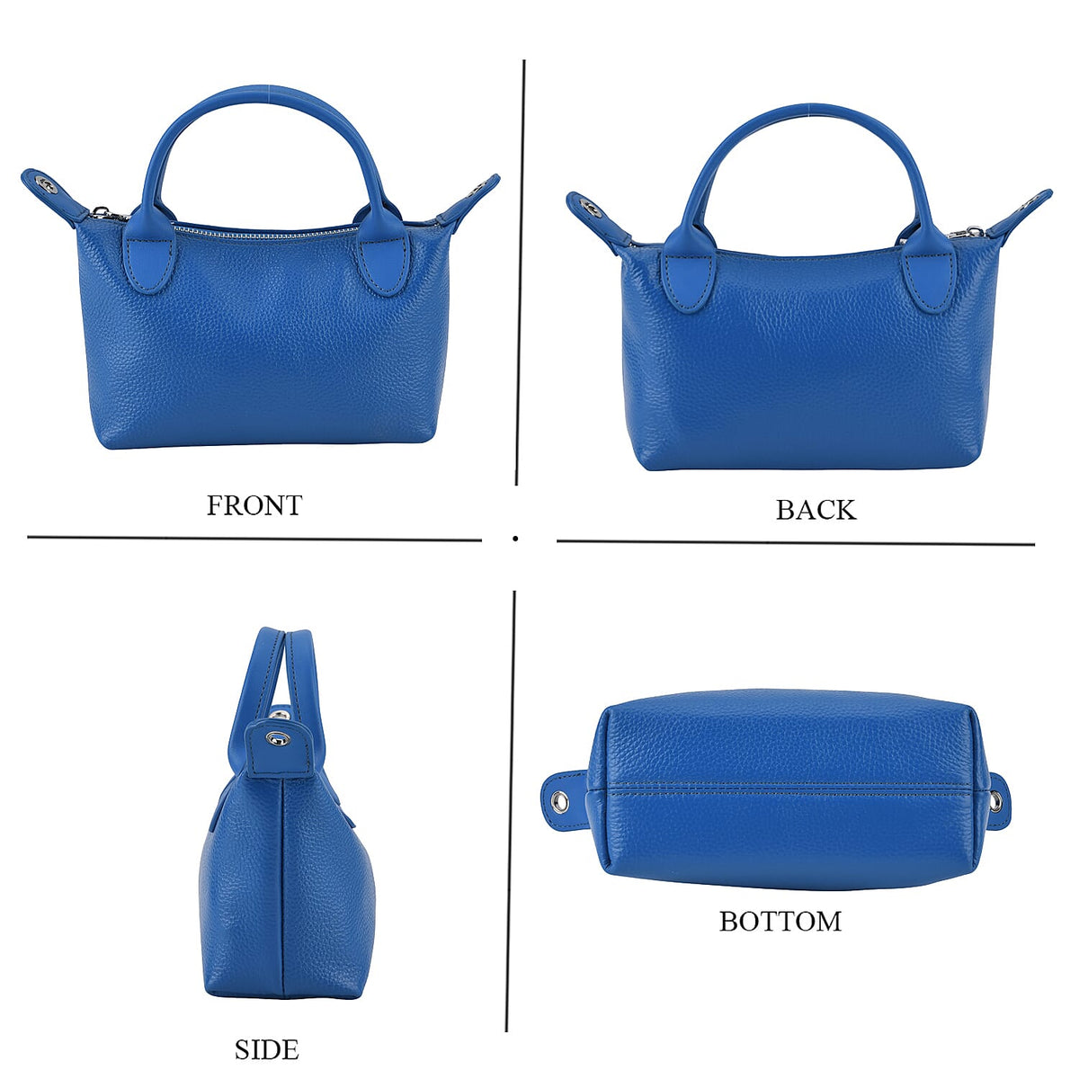 Designer Inspired Genuine Leather Mini Crossbody Bag Wth Top Handle (Size - One Size) - Blue V32638484 5
