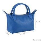 Designer Inspired Genuine Leather Mini Crossbody Bag Wth Top Handle (Size - One Size) - Blue