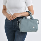 Travel Multi-Compartment Top-Handle Tote Bag with Adjustable Crossbody Strap - Blue