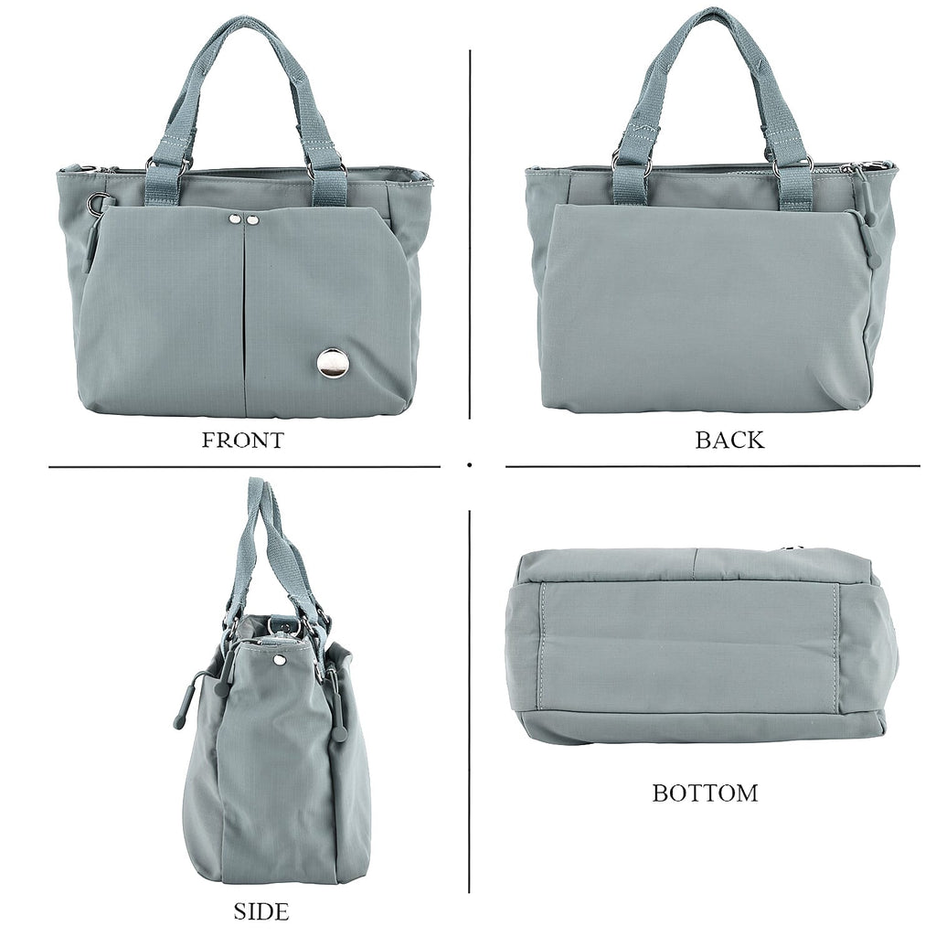 Travel Multi-Compartment Top-Handle Tote Bag with Adjustable Crossbody Strap - Blue