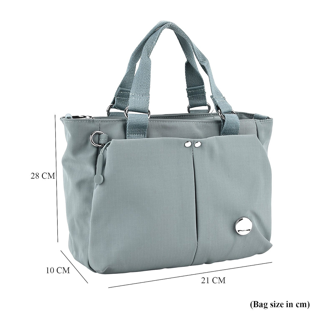 Travel Multi-Compartment Top-Handle Tote Bag with Adjustable Crossbody Strap - Blue