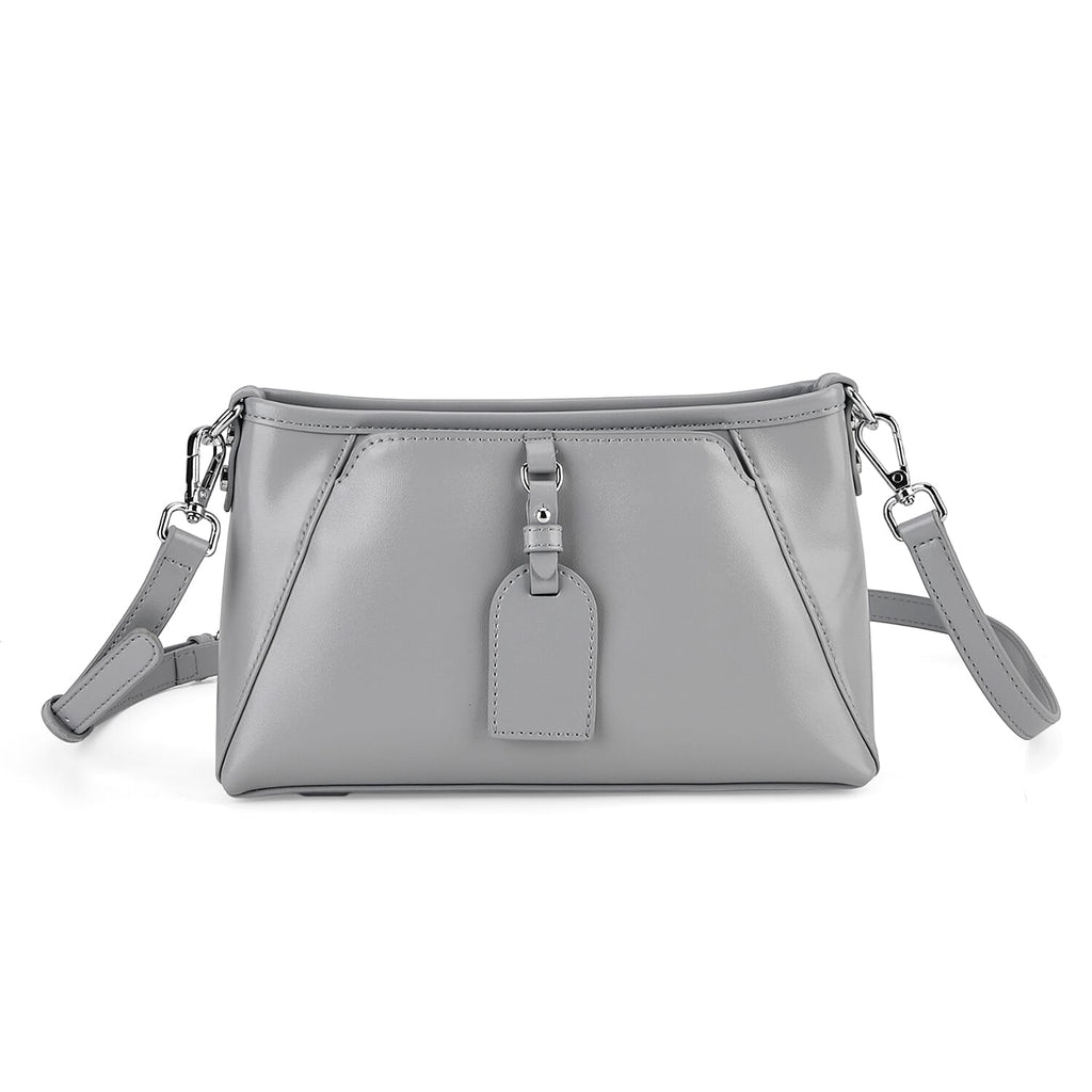Limited Edition Designer Inspired - Premium Leather Shoulder Bag with Dual Interchangeable Straps - Light Grey
