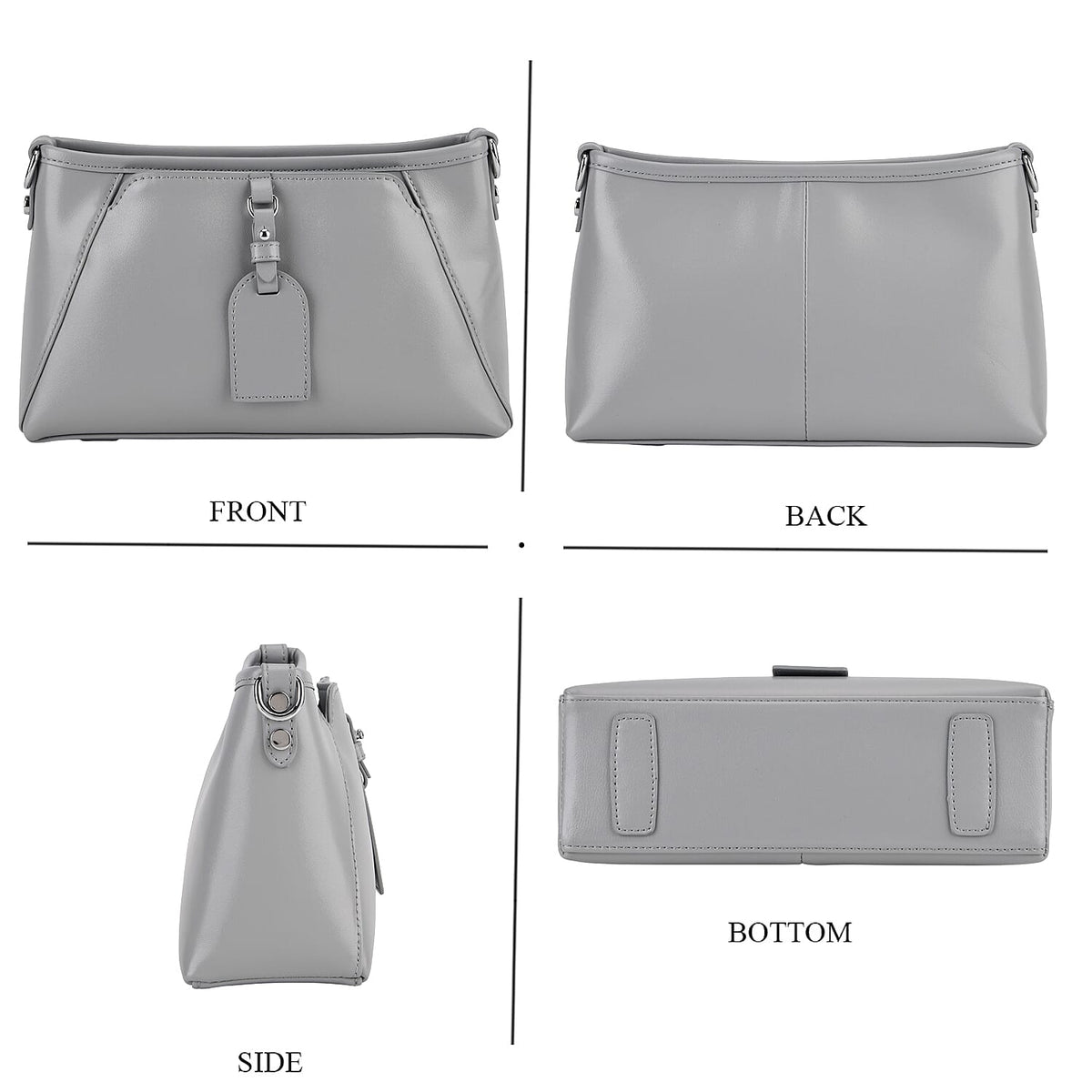 Limited Edition Designer Inspired - Premium Leather Shoulder Bag with Dual Interchangeable Straps - Light Grey 8419392 5