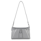 Limited Edition Designer Inspired - Premium Leather Shoulder Bag with Dual Interchangeable Straps - Light Grey