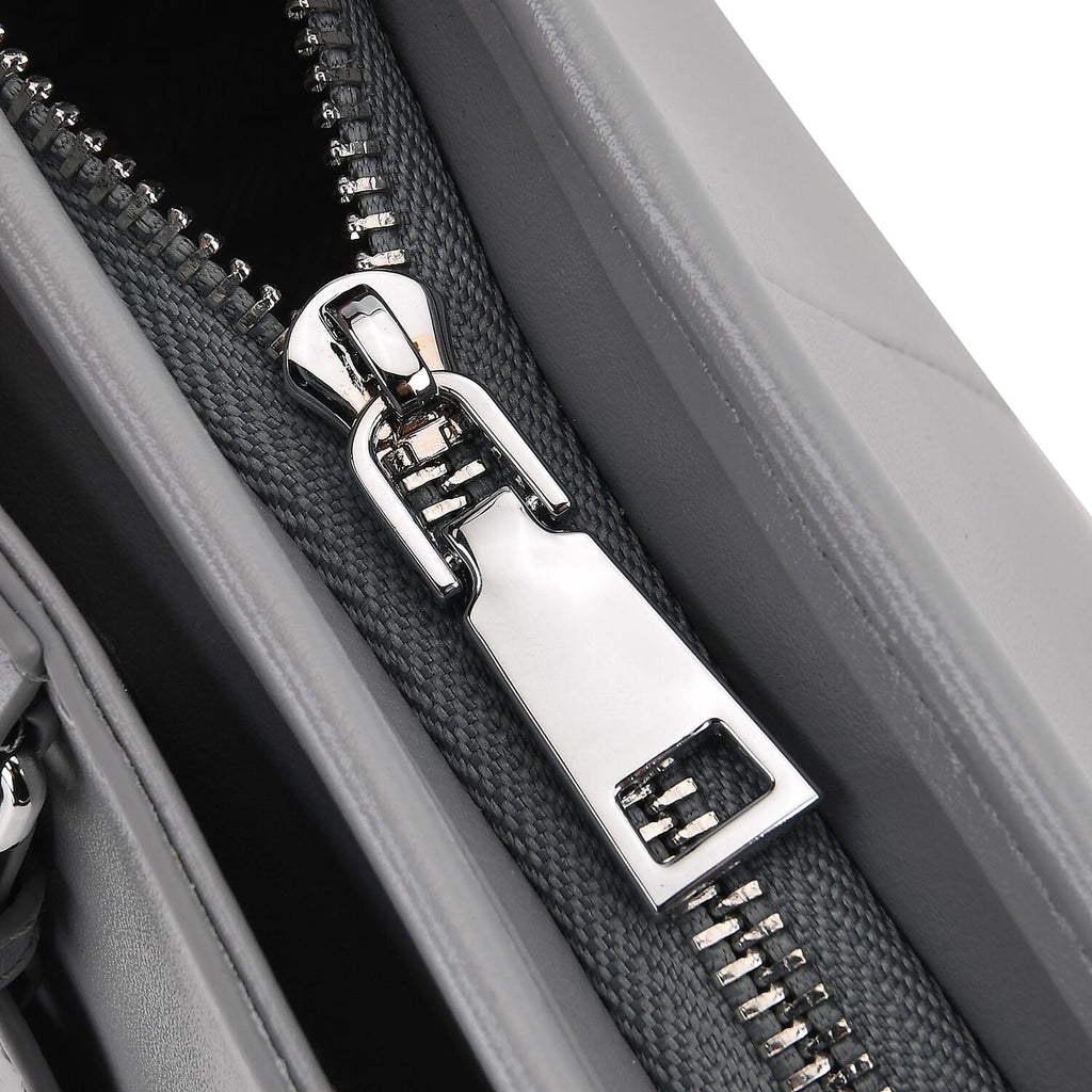 Limited Edition Designer Inspired - Premium Leather Shoulder Bag with Dual Interchangeable Straps - Light Grey