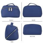 Genuine Leather Luxury Compact Cosmetic Travel Bag - Blue