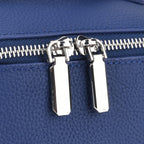 Genuine Leather Luxury Compact Cosmetic Travel Bag - Blue