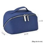 Genuine Leather Luxury Compact Cosmetic Travel Bag - Blue
