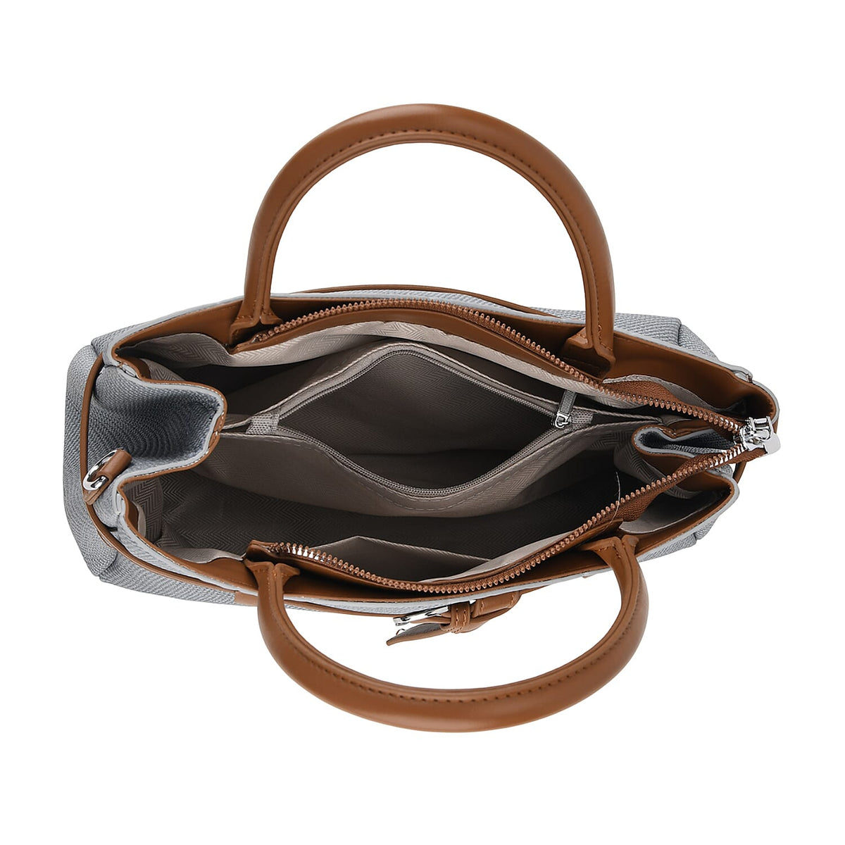 Designer Inspired Satchel-Style Handbag with Belt Detail - Blue V32523658 7