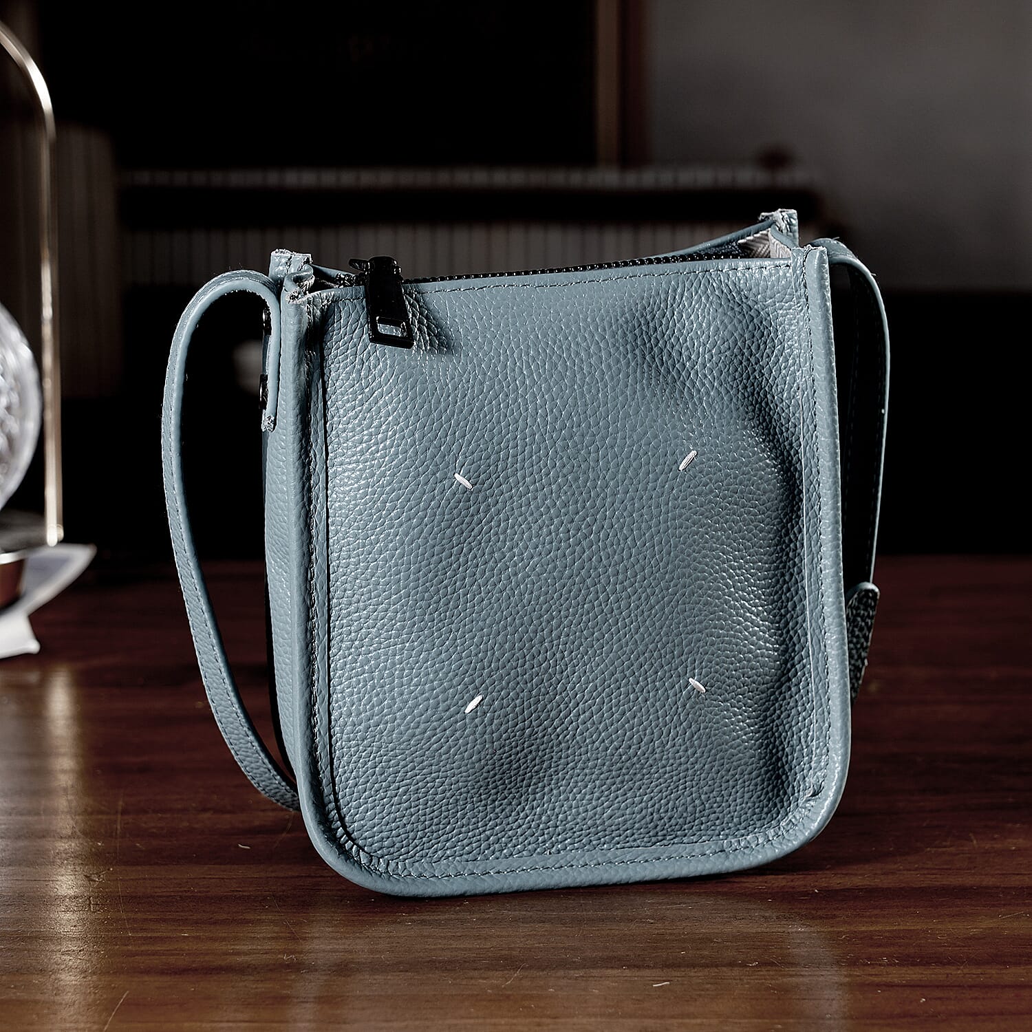 Genuine Leather Crossbody Bag - Pastel Light Teal V32514181 2