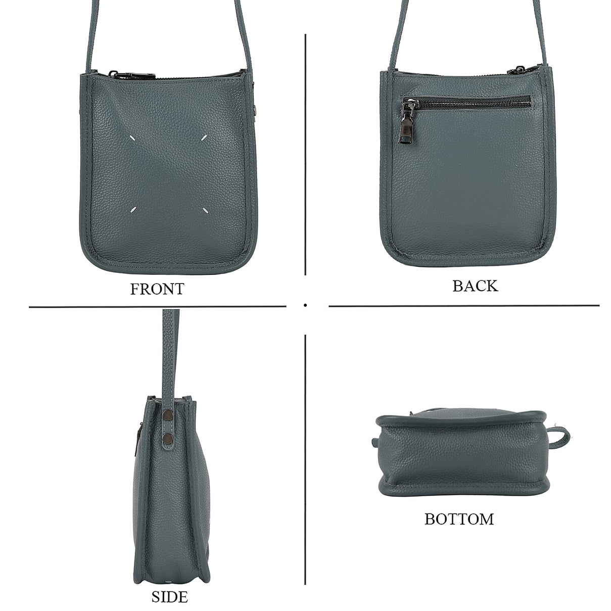 Genuine Leather Crossbody Bag - Pastel Light Teal V32514181 5