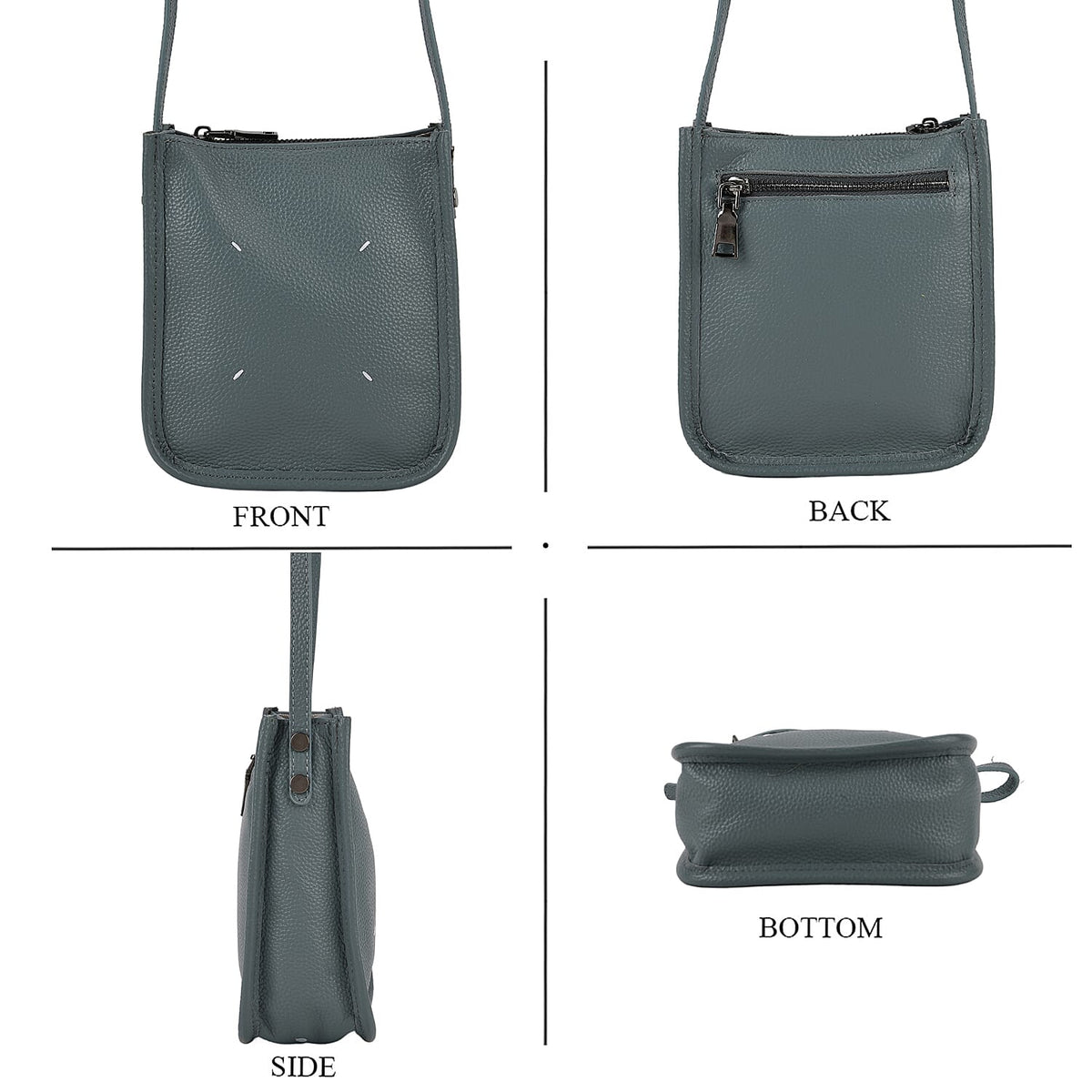 Genuine Leather Crossbody Bag - Pastel Light Teal V32514181 5