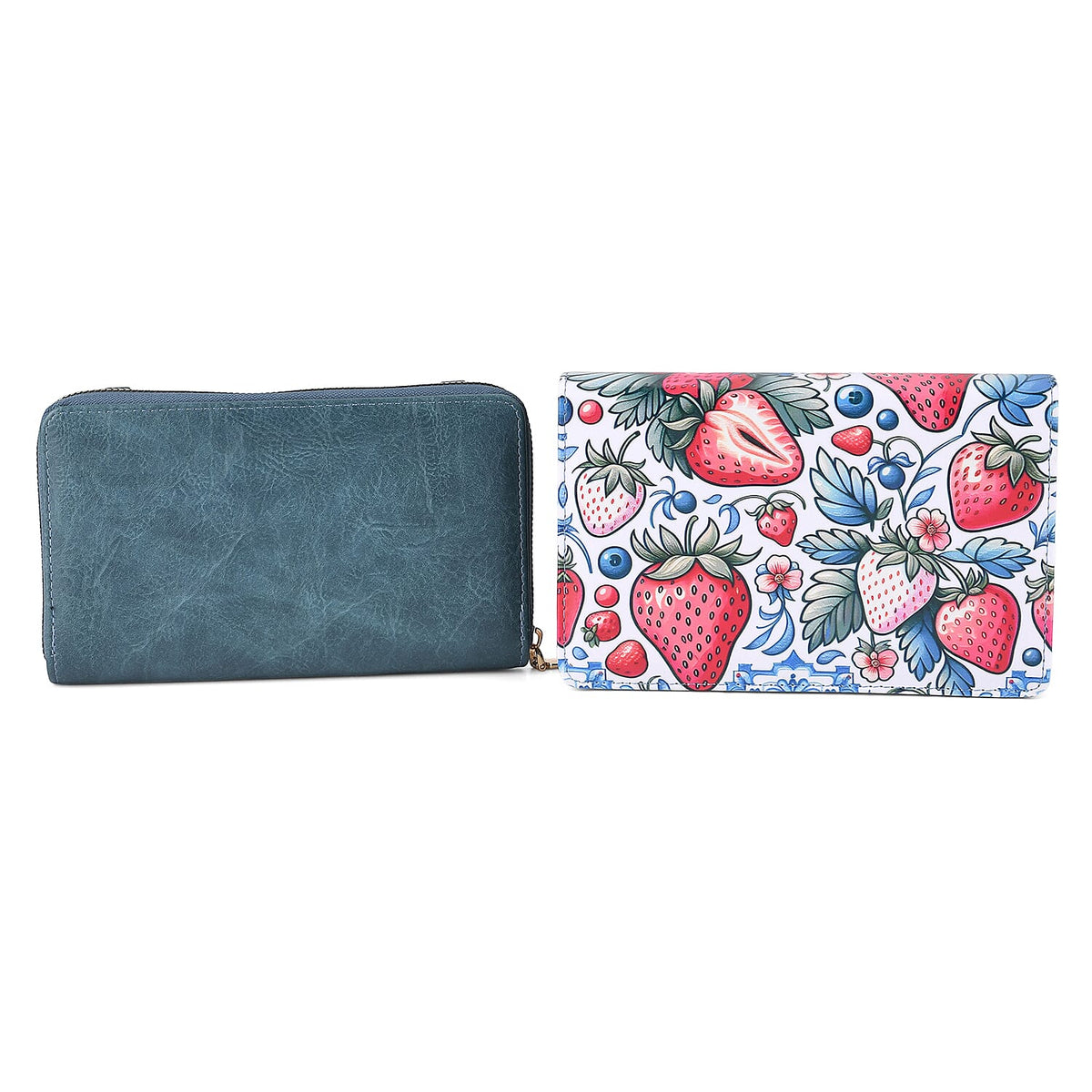 Designer-Inspired RFID-Protected Strawberry Print Shoulder Bag with a Chain Strap - Blue V32514998 6