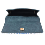 Designer-Inspired RFID-Protected Strawberry Print Shoulder Bag with a Chain Strap - Blue