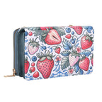 Designer-Inspired RFID-Protected Strawberry Print Shoulder Bag with a Chain Strap - Blue
