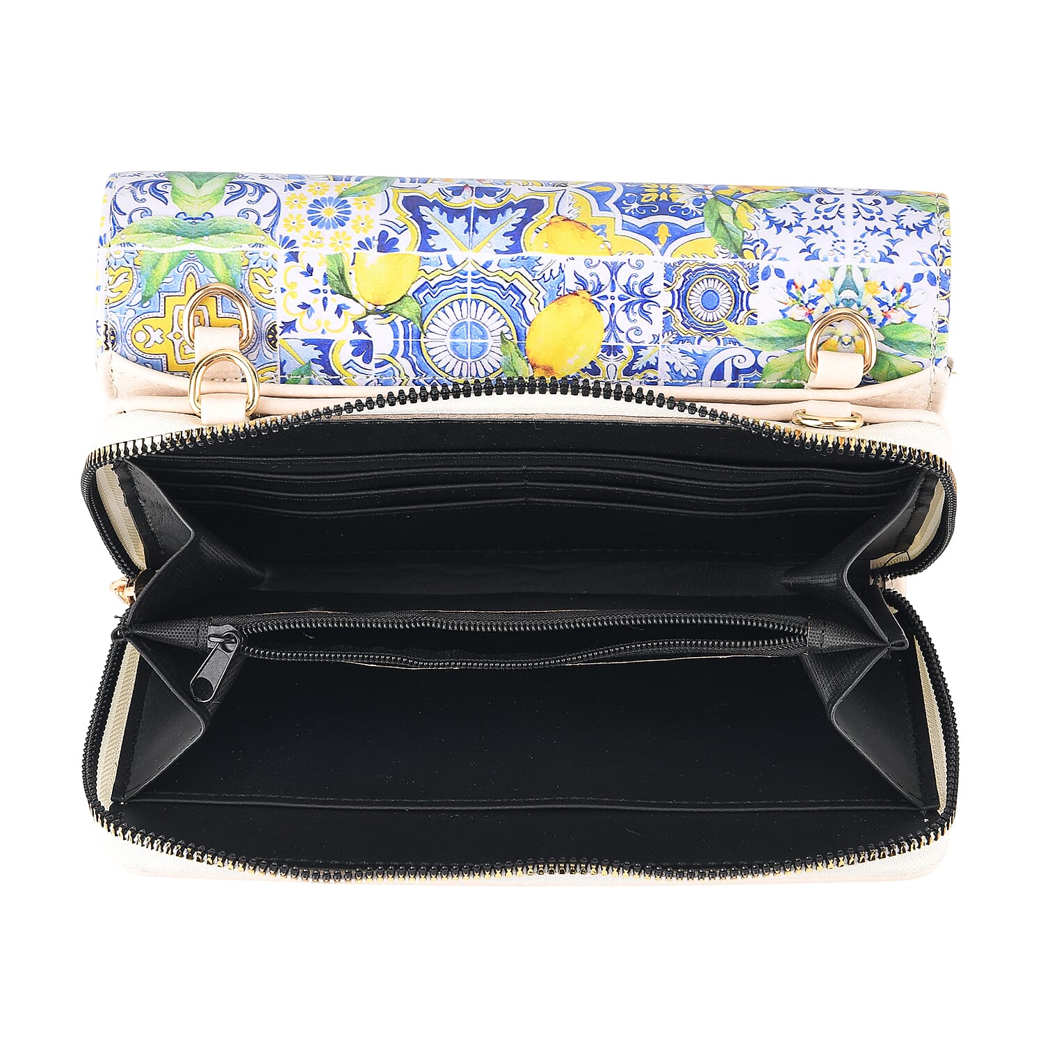 Designer-Inspired RFID-Protected Lemon Print Shoulder Bag with a Chain Strap - Blue 8480562 8