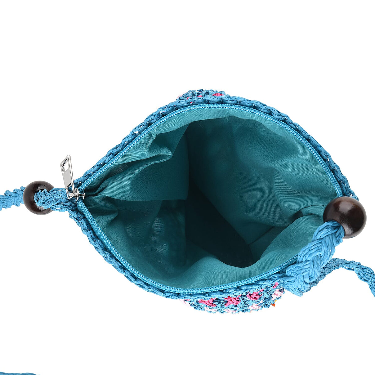 Multi-Colour Striped Crochet Messenger Crossbody Bag - Blue V32515272 6