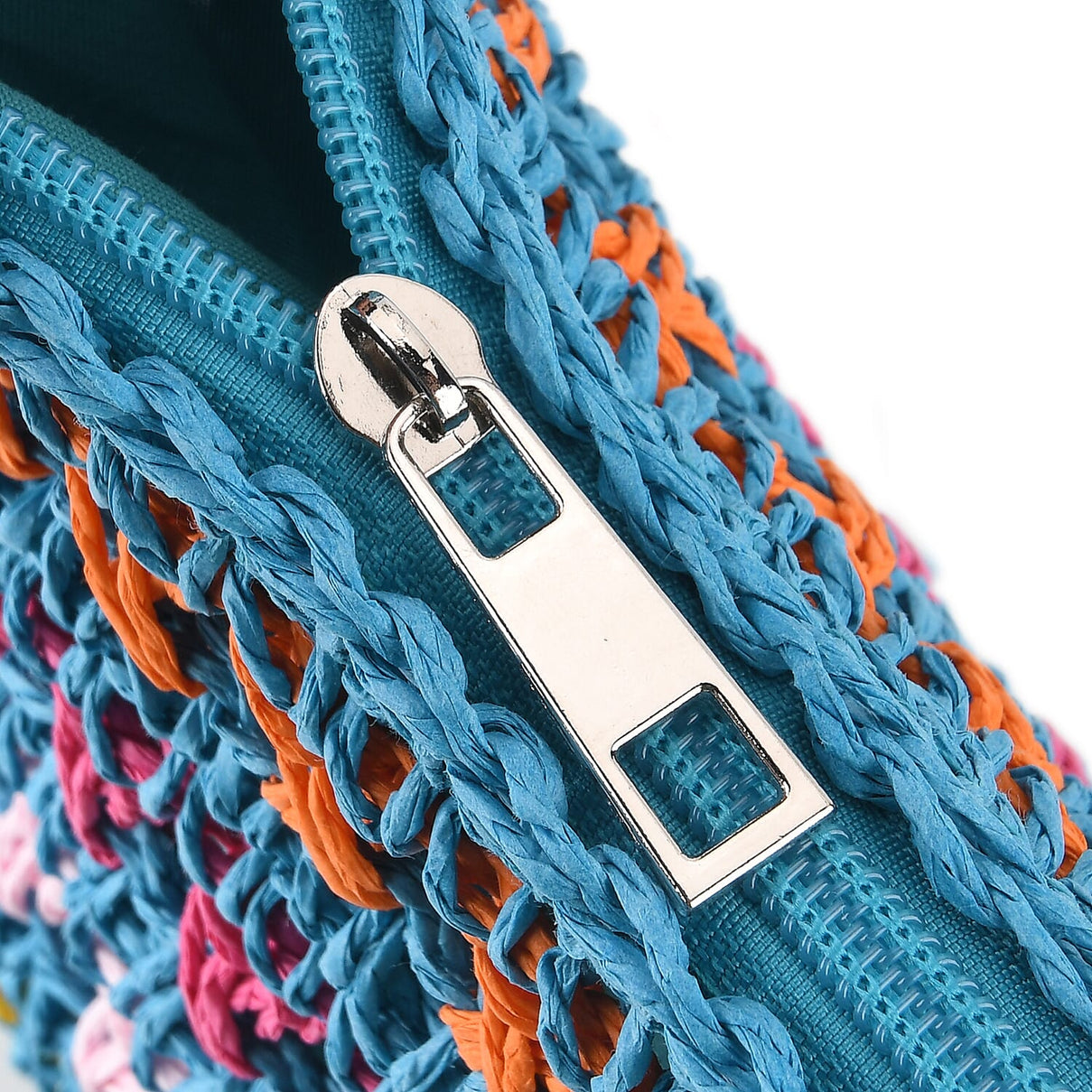 Multi-Colour Striped Crochet Messenger Crossbody Bag - Blue V32515272 7