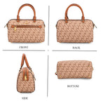 JVC-Style Logo Print Elegant Sling Bag with Detachable Shoulder Strap - Brown with Beige