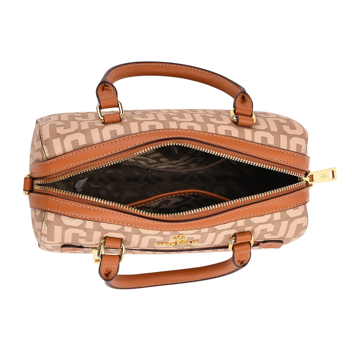 JVC-Style Logo Print Elegant Sling Bag with Detachable Shoulder Strap - Brown with Beige V32491566 5