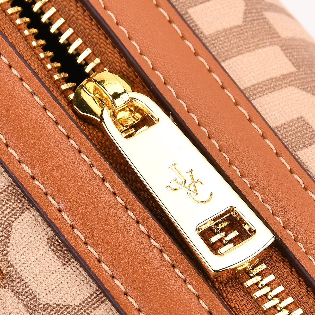 JVC-Style Logo Print Elegant Sling Bag with Detachable Shoulder Strap - Brown with Beige V32491566 6