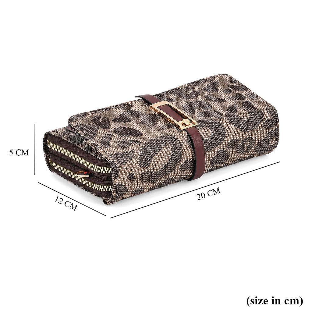 DESIGNER INSPIRED Leopard Print Clutch Handbag - Brown
