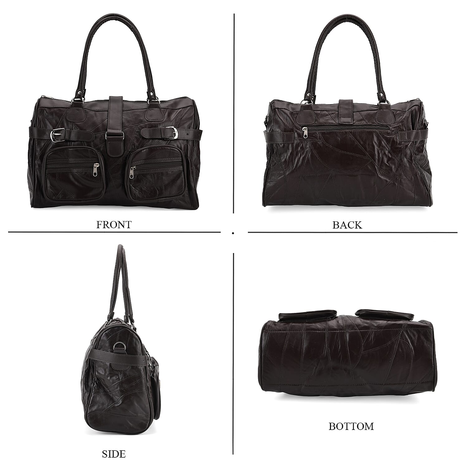 Genuine Leather Multi-Pocket Handbag - Everyday Lifestyle Bag - Brown 8099159 4