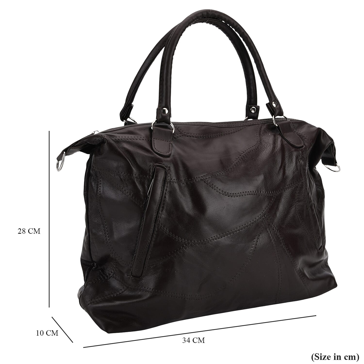 Closeout Deal - Genuine Leather Handbag with Adjustable Shoulder Strap - Brown 8099191 7