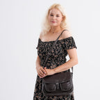 100% Leather Crossbody Bag with Adjustable Shoulder Strap - Brown