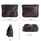 100% Leather Crossbody Bag with Adjustable Shoulder Strap - Brown