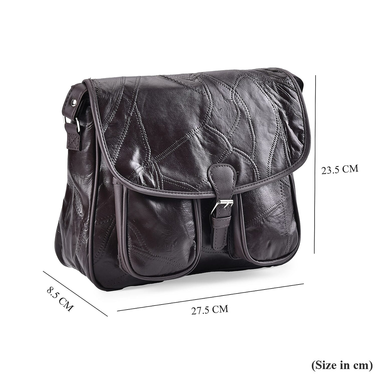 100% Leather Crossbody Bag with Adjustable Shoulder Strap - Brown V32643836 7