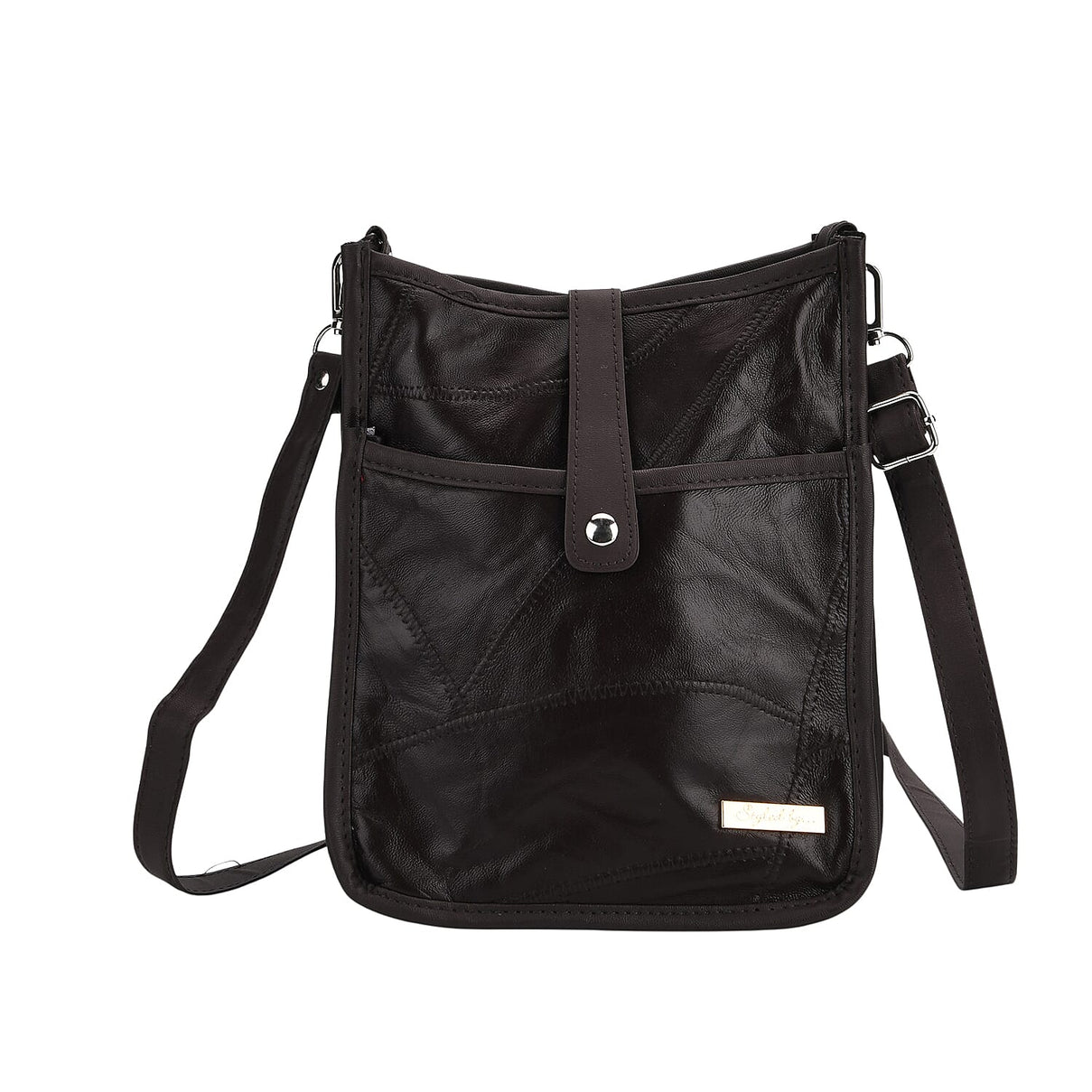 Styled By Patchwork Crossbody Bag with Adjustable Shoulder Strap - Brown 8100203 0