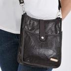Styled By Patchwork Crossbody Bag with Adjustable Shoulder Strap - Brown