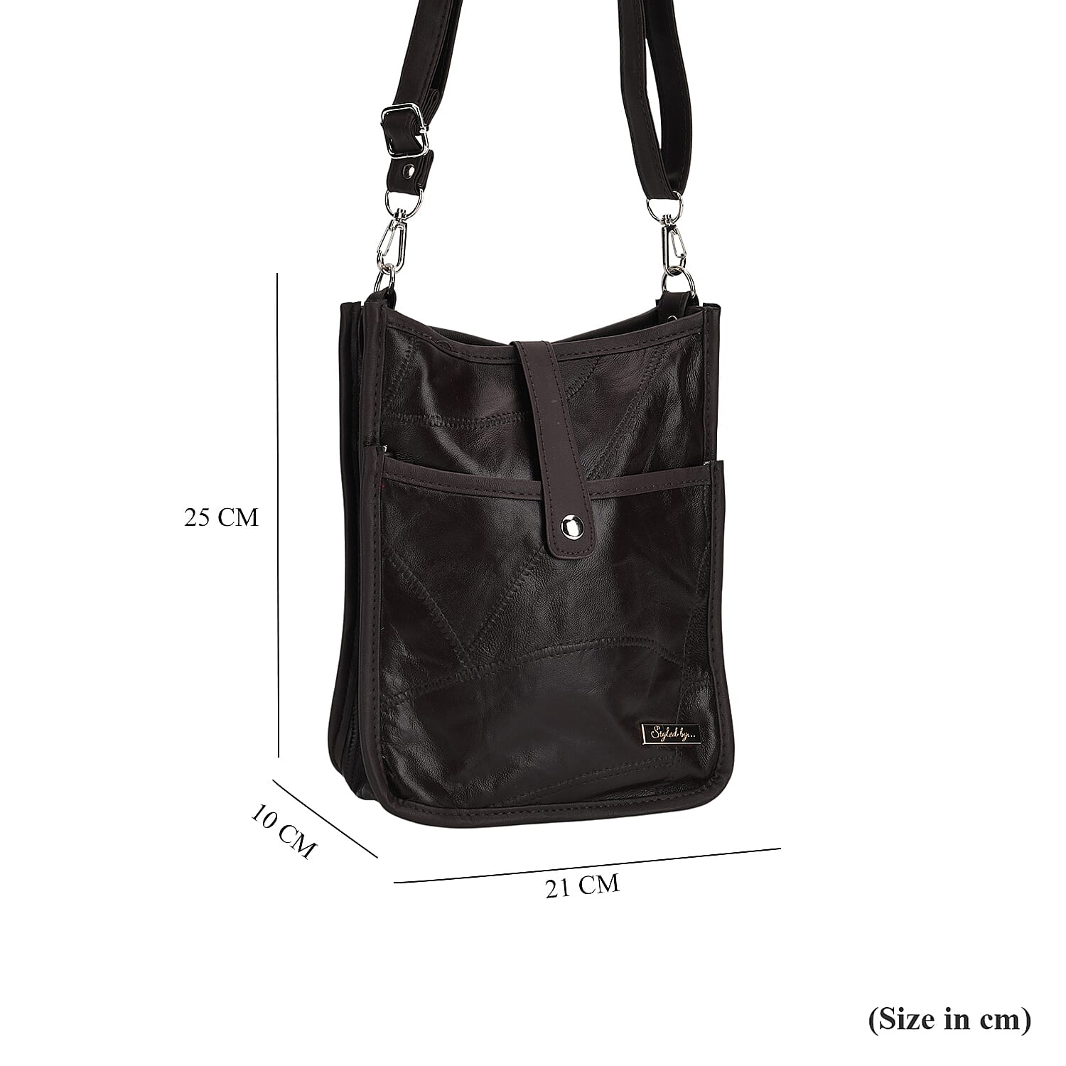 Styled By Patchwork Crossbody Bag with Adjustable Shoulder Strap - Brown 8100203 7
