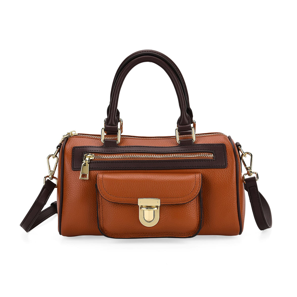 Genuine Leather Bandouliere Crossbody Bag - Tan V32520227 0