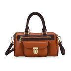 Genuine Leather Bandouliere Crossbody Bag - Tan