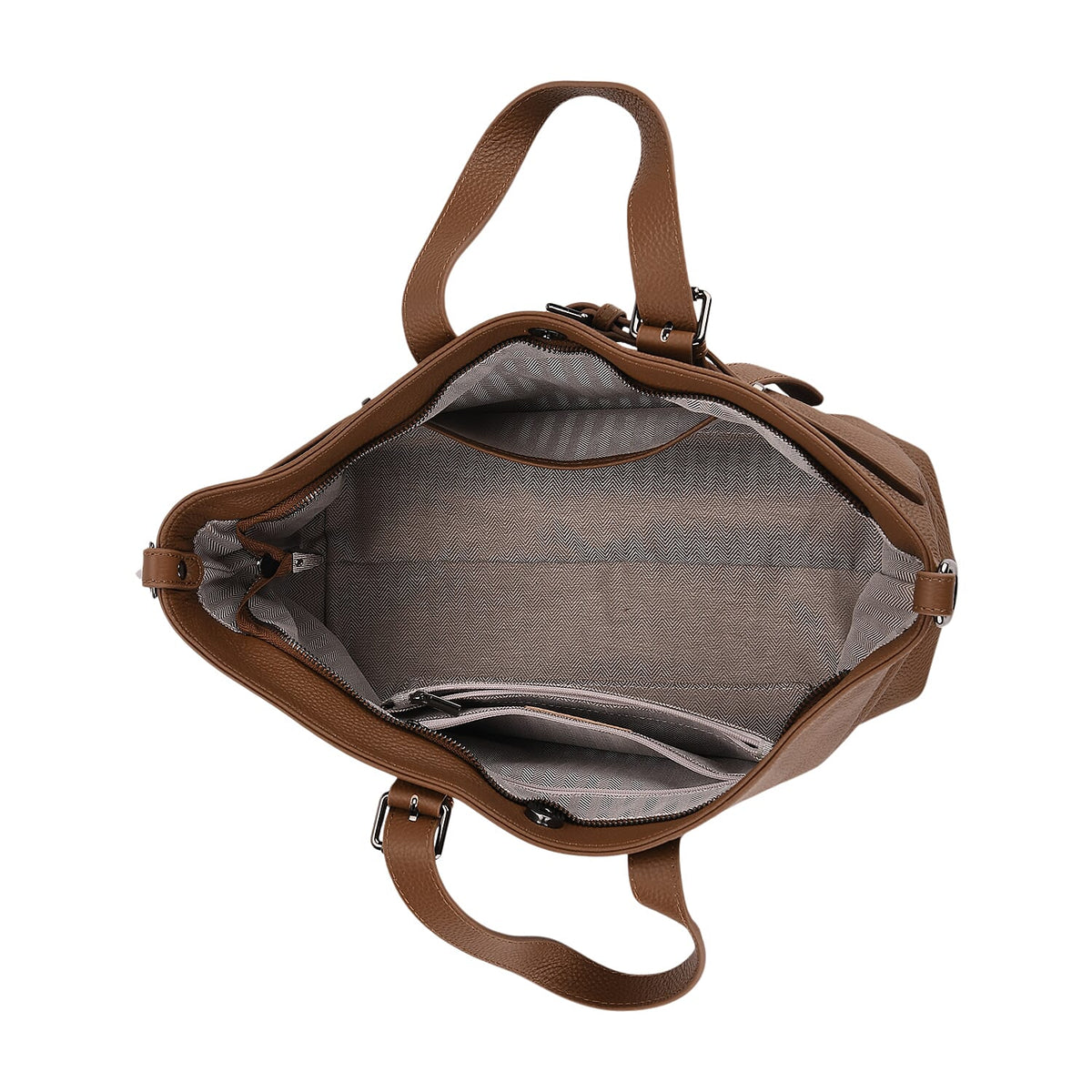 Genuine Leather Belt-detail Crossbody Bag with Detachable Shoulder Strap - Brown 8158439 6