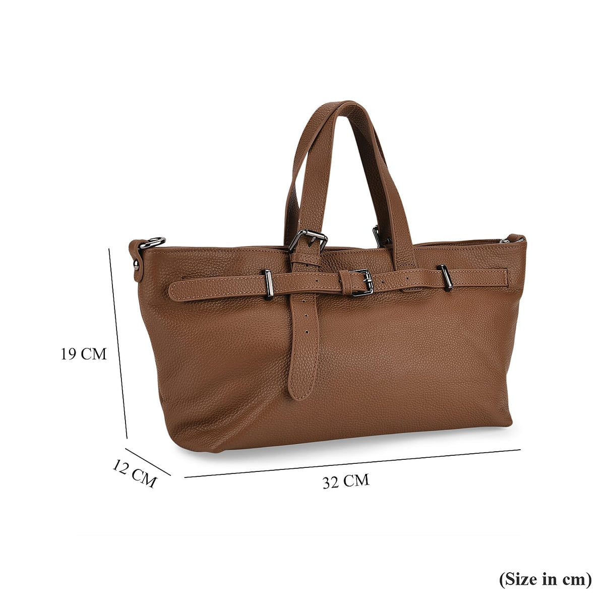 Genuine Leather Belt-detail Crossbody Bag with Detachable Shoulder Strap - Brown 8158439 8