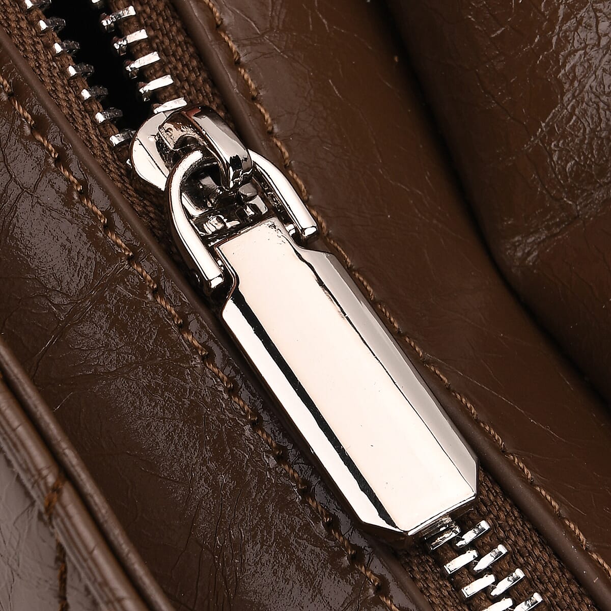 Designer Inspired - 100% Genuine Quilted Leather Crossbody Bag with Chain Strap - Brown 8165384 6
