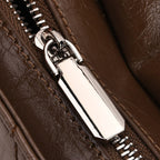 Designer Inspired - 100% Genuine Quilted Leather Crossbody Bag with Chain Strap - Brown