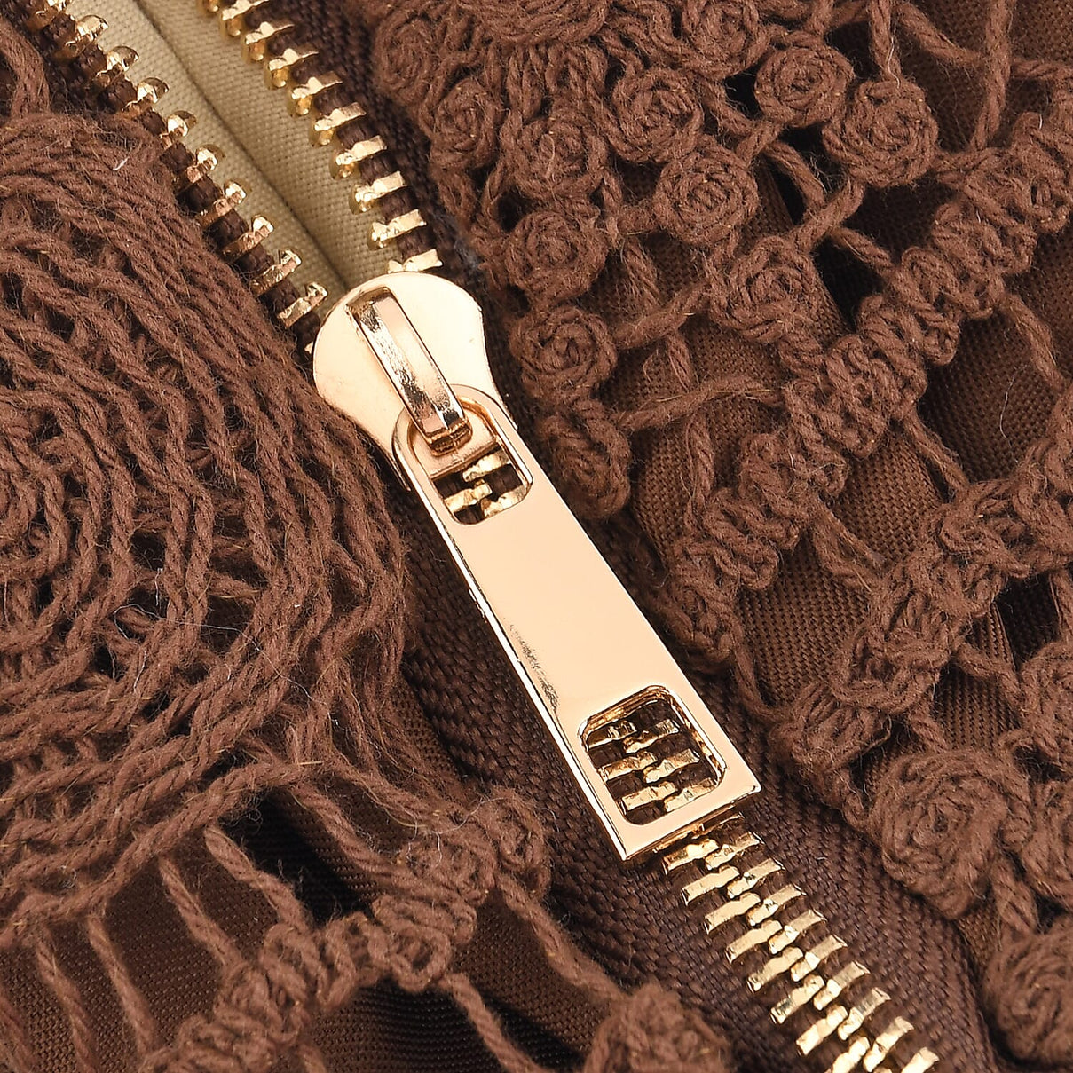 Crochet Crescent Sling Bag with Adjustable Strap - Brown V32368224 6