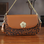 Designer Inspired - Convertible Clutch & Baguette Shoulder Bag with Chain Strap - Light Brown