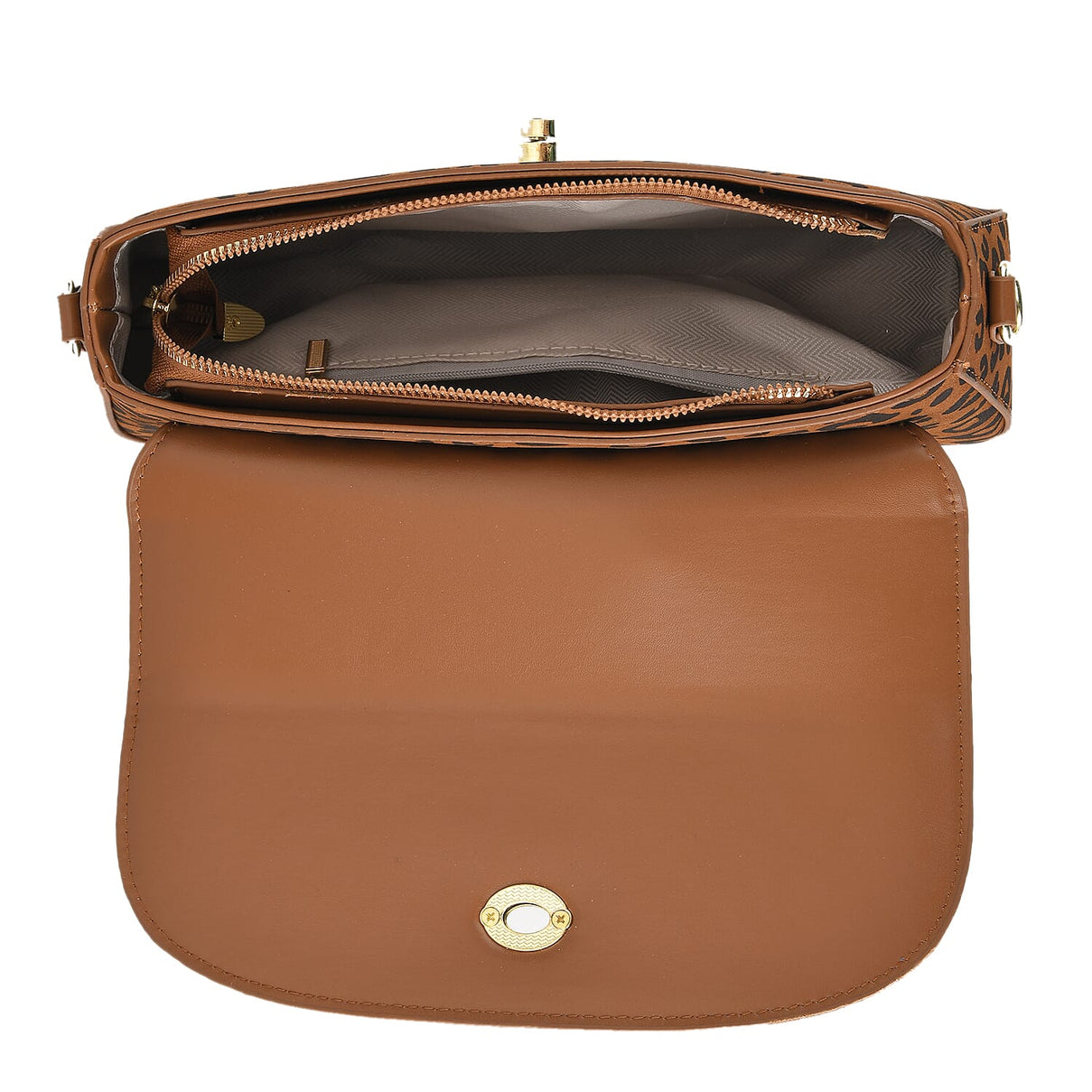 Designer Inspired - Convertible Clutch &amp; Baguette Shoulder Bag with Chain Strap - Light Brown V32523029 7