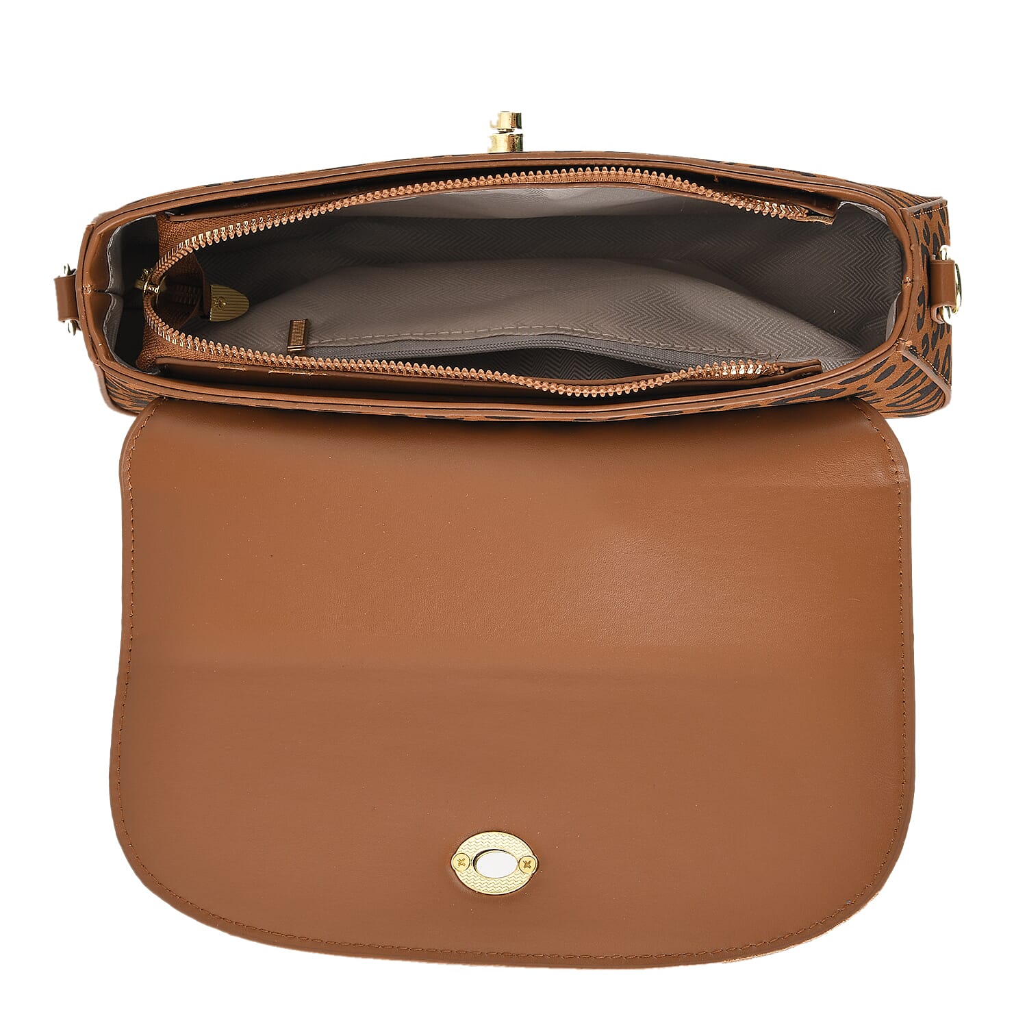 Designer Inspired - Convertible Clutch &amp; Baguette Shoulder Bag with Chain Strap - Light Brown V32523029 7