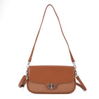 Designer Inspired - Convertible Dual-Strap Convertible Baguette Crossbody & Shoulder Bag - Brown