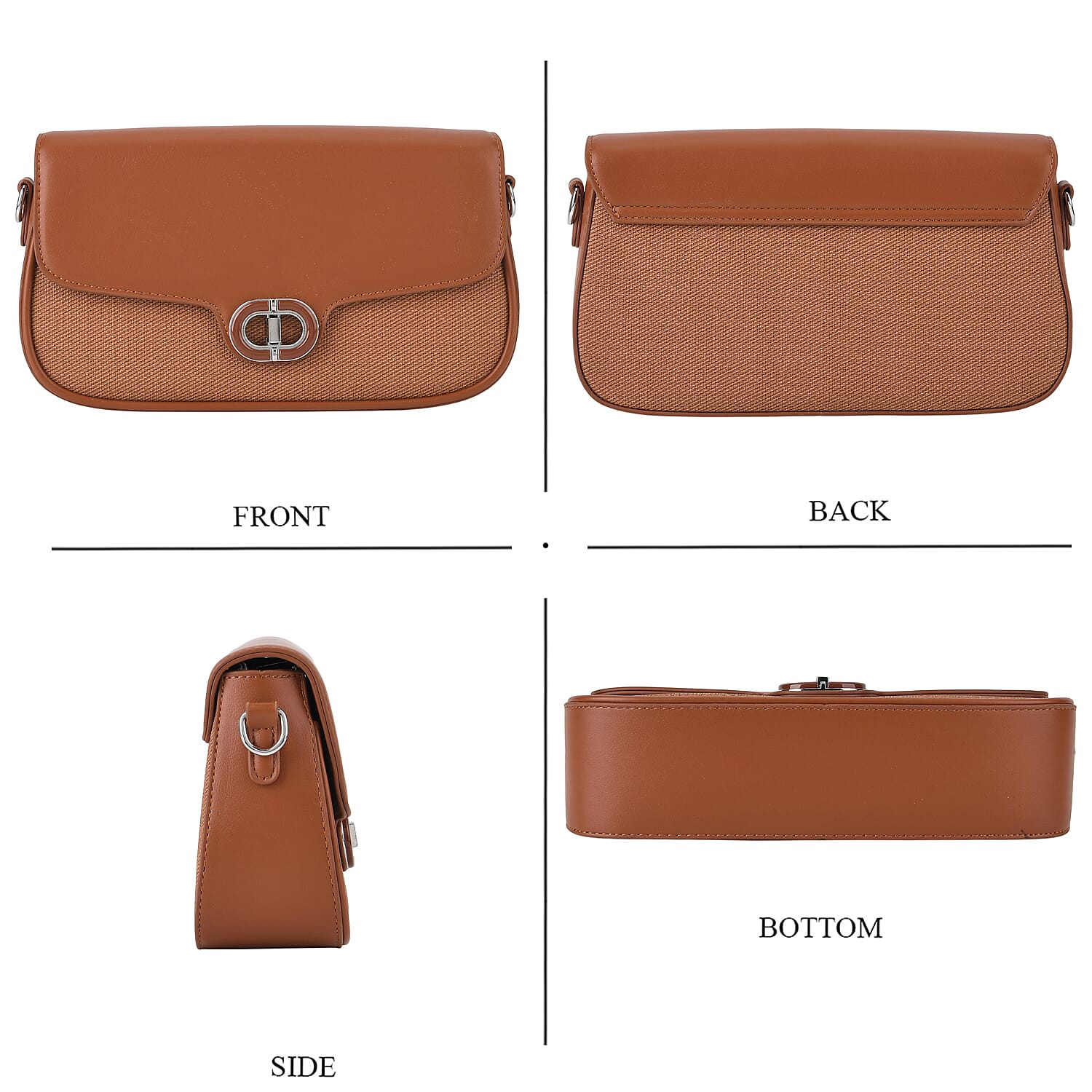 Designer Inspired - Convertible Dual-Strap Convertible Baguette Crossbody &amp; Shoulder Bag - Brown V32513551 5